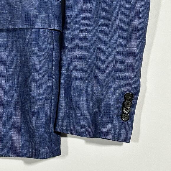 Banana Republic Linen Blazer Blue Double Breasted Slim Size 40R NWT - Picture 4 of 6